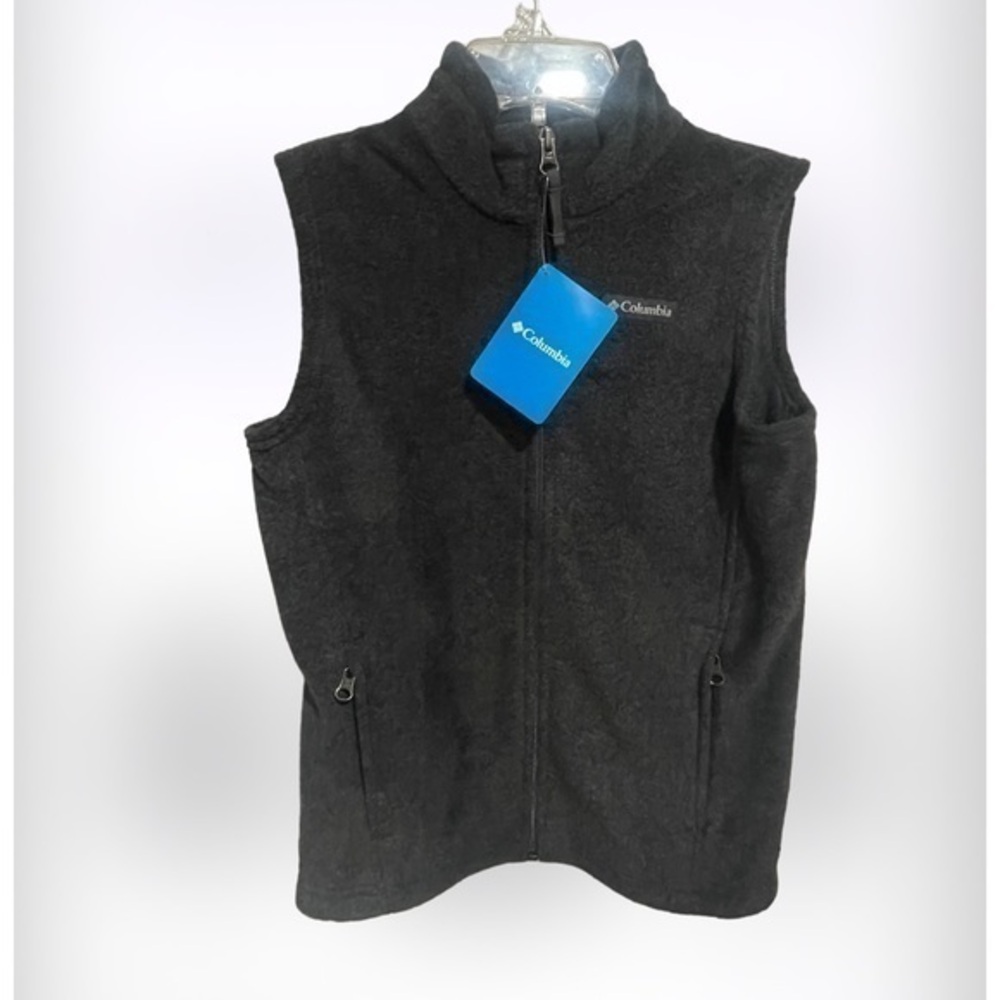 COLUMBIA kids gray fleece full zip vest size medium (10/12)